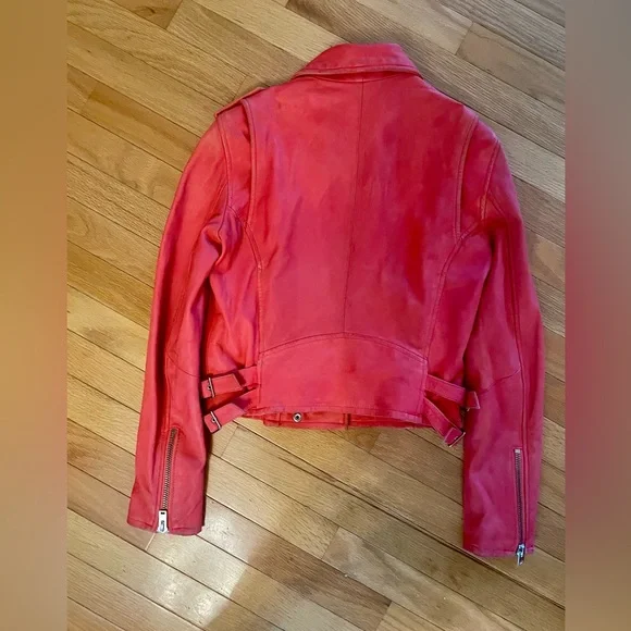 IRO Vibrant Red Leather Jacket - Picture 3 of 5